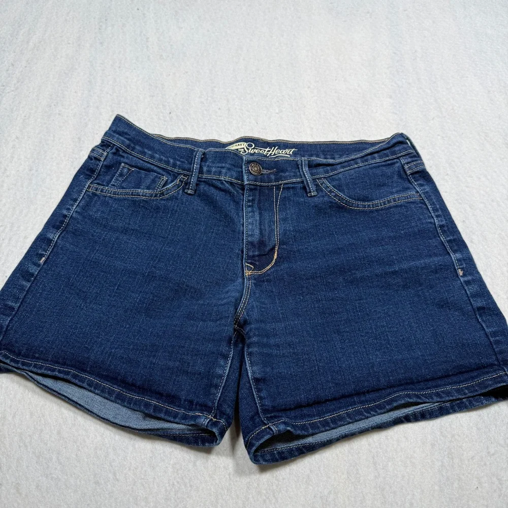 Old Navy The Sweetheart Women Dark Wash Denim Shorts Mid Rise Size 6